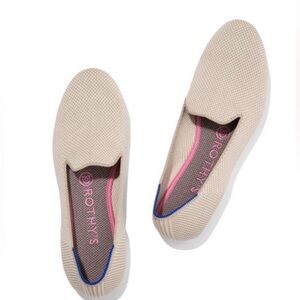 Rothy's The Loafer Linen Double Stitch Slip On Neutral Flats size 8.5